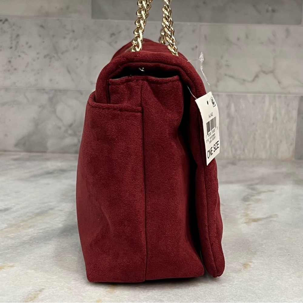 INC International Concepts Burgundy Velvet Ajae Quilted Crossbody/Should… - Picture 11 of 16